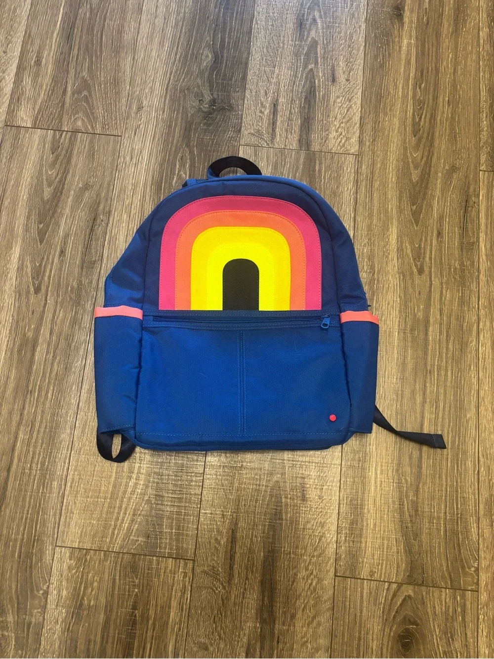 STATE Blue Backpack, Multicolor Rainbow Accents, Zip Closure